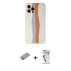 MARSİLYAN™- iPhone 12 Pro Max Kılıf Yadigar Çizgi - Şeffaf Uv Polymer Nano Ekran Koruyucu + Sierra Blue Shine Kamera Lens Koruma Cam