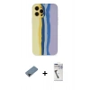 MARSİLYAN™- iPhone 12 Pro Max Kılıf Yadigar Çizgi - Şeffaf Uv Polymer Nano Ekran Koruyucu + Shine Kamera Lens Koruma Cam - SH