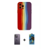 MARSİLYAN™- iPhone 12 Pro Max Kılıf Yadigar Çizgi - Siyah 18D Cam Ekran Koruyucu + Neon Fosforlu Kamera Lens - BZ