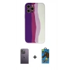 MARSİLYAN™- iPhone 12 Pro Max Kılıf Yadigar Çizgi - Siyah 18D Cam Ekran Koruyucu + Neon Fosforlu Kamera Lens - BZ