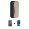 MARSİLYAN™- iPhone 12 Pro Max Kılıf Yadigar Çizgi - Siyah 18D Cam Ekran Koruyucu + Neon Fosforlu Kamera Lens - BZ