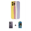 MARSİLYAN™- iPhone 12 Pro Max Kılıf Yadigar Çizgi - Siyah 18D Cam Ekran Koruyucu + Neon Fosforlu Kamera Lens - BZ