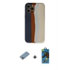 MARSİLYAN™- iPhone 12 Pro Max Kılıf Yadigar Çizgi - Siyah 18D Cam Ekran Koruyucu + Gökkuşağı Shine Kamera Lens Koruma Cam