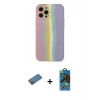 MARSİLYAN™- iPhone 12 Pro Max Kılıf Yadigar Çizgi - Siyah 18D Cam Ekran Koruyucu + Shine Kamera Lens Koruma Cam - GD