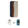 MARSİLYAN™- iPhone 12 Pro Max Kılıf Yadigar Çizgi - Siyah 18D Cam Ekran Koruyucu + Lacivert Shine Kamera Lens