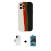 MARSİLYAN™- iPhone 12 Pro Max Kılıf Yadigar Çizgi - Siyah 18D Cam Ekran Koruyucu + Lacivert Shine Kamera Lens