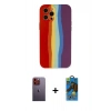 MARSİLYAN™- iPhone 12 Pro Max Kılıf Yadigar Çizgi - Siyah 18D Cam Ekran Koruyucu + Neon Fosforlu Kamera Lens - TU