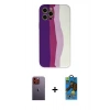 MARSİLYAN™- iPhone 12 Pro Max Kılıf Yadigar Çizgi - Siyah 18D Cam Ekran Koruyucu + Neon Fosforlu Kamera Lens - TU