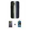 MARSİLYAN™- iPhone 12 Pro Max Kılıf Yadigar Çizgi - Siyah 18D Cam Ekran Koruyucu + Neon Fosforlu Kamera Lens - YL