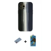 MARSİLYAN™- iPhone 12 Pro Max Kılıf Yadigar Çizgi - Siyah 18D Cam Ekran Koruyucu + Pembe Shine Kamera Lens Koruma Cam