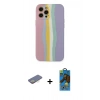 MARSİLYAN™- iPhone 12 Pro Max Kılıf Yadigar Çizgi - Siyah 18D Cam Ekran Koruyucu + Renkli Kamera Lens Koruma Cam - SI