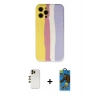 MARSİLYAN™- iPhone 12 Pro Max Kılıf Yadigar Çizgi - Siyah 18D Cam Ekran Koruyucu + Shine Kamera Lens - GD