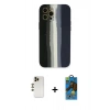 MARSİLYAN™- iPhone 12 Pro Max Kılıf Yadigar Çizgi - Siyah 18D Cam Ekran Koruyucu + Shine Kamera Lens - GD