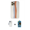 MARSİLYAN™- iPhone 12 Pro Max Kılıf Yadigar Çizgi - Siyah 18D Cam Ekran Koruyucu + Shine Kamera Lens - LT