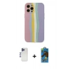 MARSİLYAN™- iPhone 12 Pro Max Kılıf Yadigar Çizgi - Siyah 18D Cam Ekran Koruyucu + Shine Kamera Lens - LT