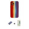 MARSİLYAN™- iPhone 12 Pro Max Kılıf Yadigar Çizgi - Siyah 20D Premium Cam Ekran Koruyucu + Metal Kamera Lens Koruma Cam - GD