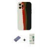 MARSİLYAN™- iPhone 12 Pro Max Kılıf Yadigar Çizgi - Siyah 20D Premium Cam Ekran Koruyucu + Metal Kamera Lens Koruma Cam - GD