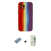 MARSİLYAN™- iPhone 12 Pro Max Kılıf Yadigar Çizgi - Siyah 20D Premium Cam Ekran Koruyucu + Gümüş Shine Kamera Lens Koruma Cam