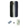 MARSİLYAN™- iPhone 12 Pro Max Kılıf Yadigar Çizgi - Siyah 20D Premium Cam Ekran Koruyucu + Gümüş Shine Kamera Lens Koruma Cam