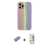 MARSİLYAN™- iPhone 12 Pro Max Kılıf Yadigar Çizgi - Siyah 20D Premium Cam Ekran Koruyucu + Gümüş Shine Kamera Lens Koruma Cam
