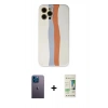 MARSİLYAN™- iPhone 12 Pro Max Kılıf Yadigar Çizgi - Siyah 20D Premium Cam Ekran Koruyucu + Neon Fosforlu Kamera Lens - MI