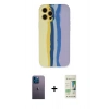 MARSİLYAN™- iPhone 12 Pro Max Kılıf Yadigar Çizgi - Siyah 20D Premium Cam Ekran Koruyucu + Neon Fosforlu Kamera Lens - MI