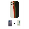MARSİLYAN™- iPhone 12 Pro Max Kılıf Yadigar Çizgi - Siyah 20D Premium Cam Ekran Koruyucu + Neon Fosforlu Kamera Lens - MI