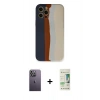MARSİLYAN™- iPhone 12 Pro Max Kılıf Yadigar Çizgi - Siyah 20D Premium Cam Ekran Koruyucu + Neon Fosforlu Kamera Lens - BZ