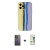 MARSİLYAN™- iPhone 12 Pro Max Kılıf Yadigar Çizgi - Siyah 20D Premium Cam Ekran Koruyucu + Neon Fosforlu Kamera Lens - YL