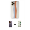 MARSİLYAN™- iPhone 12 Pro Max Kılıf Yadigar Çizgi - Siyah 20D Premium Cam Ekran Koruyucu + Neon Fosforlu Kamera Lens - SI