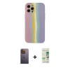 MARSİLYAN™- iPhone 12 Pro Max Kılıf Yadigar Çizgi - Siyah 20D Premium Cam Ekran Koruyucu + Neon Fosforlu Kamera Lens - SI