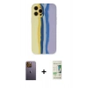 MARSİLYAN™- iPhone 12 Pro Max Kılıf Yadigar Çizgi - Siyah 20D Premium Cam Ekran Koruyucu + Neon Fosforlu Kamera Lens - SI