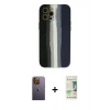 MARSİLYAN™- iPhone 12 Pro Max Kılıf Yadigar Çizgi - Siyah 20D Premium Cam Ekran Koruyucu + Neon Fosforlu Kamera Lens - SI