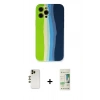 MARSİLYAN™- iPhone 12 Pro Max Kılıf Yadigar Çizgi - Siyah 20D Premium Cam Ekran Koruyucu + Shine Kamera Lens - GD