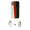 MARSİLYAN™- iPhone 12 Pro Max Kılıf Yadigar Çizgi - Siyah 20D Premium Cam Ekran Koruyucu + Shine Kamera Lens - GD