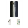 MARSİLYAN™- iPhone 12 Pro Max Kılıf Yadigar Çizgi - Siyah 20D Premium Cam Ekran Koruyucu + Shine Kamera Lens - GD