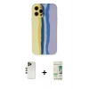 MARSİLYAN™- iPhone 12 Pro Max Kılıf Yadigar Çizgi - Siyah 20D Premium Cam Ekran Koruyucu + Shine Kamera Lens - GD