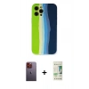 MARSİLYAN™- iPhone 12 Pro Max Kılıf Yadigar Çizgi - Siyah 20D Premium Cam Ekran Koruyucu + Neon Fosforlu Kamera Lens - TU