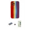 MARSİLYAN™- iPhone 12 Pro Max Kılıf Yadigar Çizgi - Siyah 20D Premium Cam Ekran Koruyucu + Renkli Kamera Lens Koruma Cam - YL