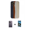 MARSİLYAN™- iPhone 12 Pro Max Kılıf Yadigar Çizgi - Siyah 34D Izgaralı Cam + Neon Fosforlu Kamera Lens - BZ