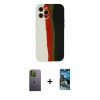 MARSİLYAN™- iPhone 12 Pro Max Kılıf Yadigar Çizgi - Siyah 34D Izgaralı Cam + Neon Fosforlu Kamera Lens - YL