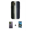 MARSİLYAN™- iPhone 12 Pro Max Kılıf Yadigar Çizgi - Siyah 34D Izgaralı Cam + Neon Fosforlu Kamera Lens - YL