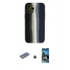 MARSİLYAN™- iPhone 12 Pro Max Kılıf Yadigar Çizgi - Siyah 34D Izgaralı Cam + Renkli Kamera Lens Koruma Cam - YL