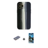 MARSİLYAN™- iPhone 12 Pro Max Kılıf Yadigar Çizgi - Siyah 34D Izgaralı Cam + Renkli Kamera Lens Koruma Cam - SI