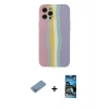 MARSİLYAN™- iPhone 12 Pro Max Kılıf Yadigar Çizgi - Siyah 34D Izgaralı Cam + Shine Kamera Lens Koruma Cam - GS