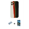 MARSİLYAN™- iPhone 12 Pro Max Kılıf Yadigar Çizgi - Siyah 34D Izgaralı Cam + Shine Kamera Lens Koruma Cam - MI