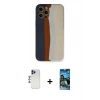 MARSİLYAN™- iPhone 12 Pro Max Kılıf Yadigar Çizgi - Siyah 34D Izgaralı Cam + Shine Kamera Lens - LT