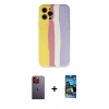 MARSİLYAN™- iPhone 12 Pro Max Kılıf Yadigar Çizgi - Siyah 34D Izgaralı Cam + Neon Fosforlu Kamera Lens - TU
