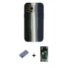 MARSİLYAN™- iPhone 12 Pro Max Kılıf Yadigar Çizgi - Siyah 360 Mat Full Body Arka Koruyucu + Metal Kamera Lens Koruma Cam - GD