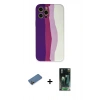 MARSİLYAN™- iPhone 12 Pro Max Kılıf Yadigar Çizgi - Siyah 360 Mat Full Body Arka Koruyucu + Shine Kamera Lens Koruma Cam - GD